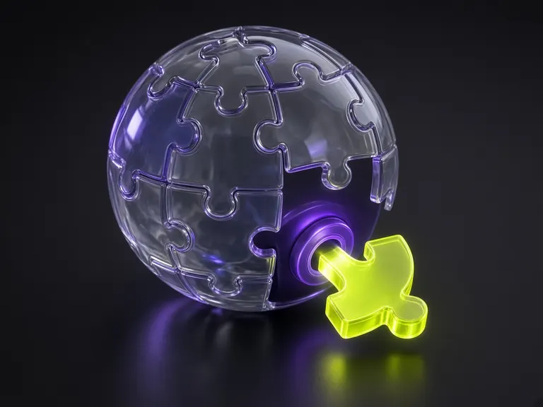 Glass puzzle pieces forming a globe as a registrar adapter