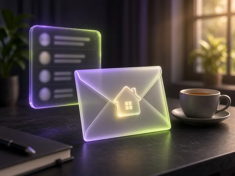 Glass envelope on a desk representing business email