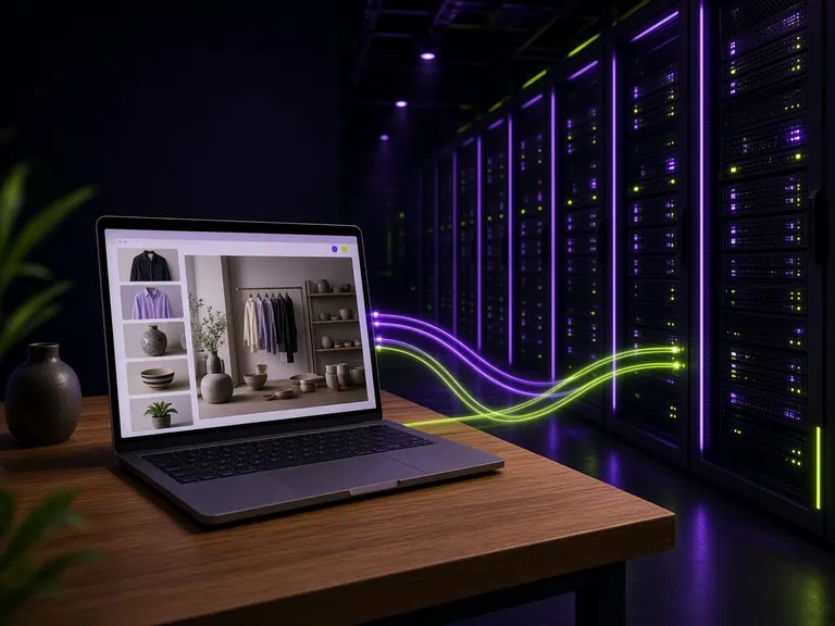Server racks connected to a small-business shopfront